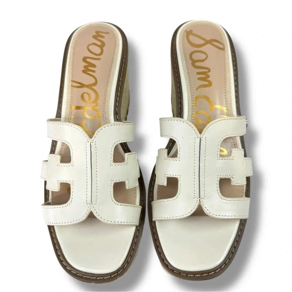 NEW Sam Edelman Laine Platform Wedge Espadrille Sandals Ivory Size 9.5 Resort